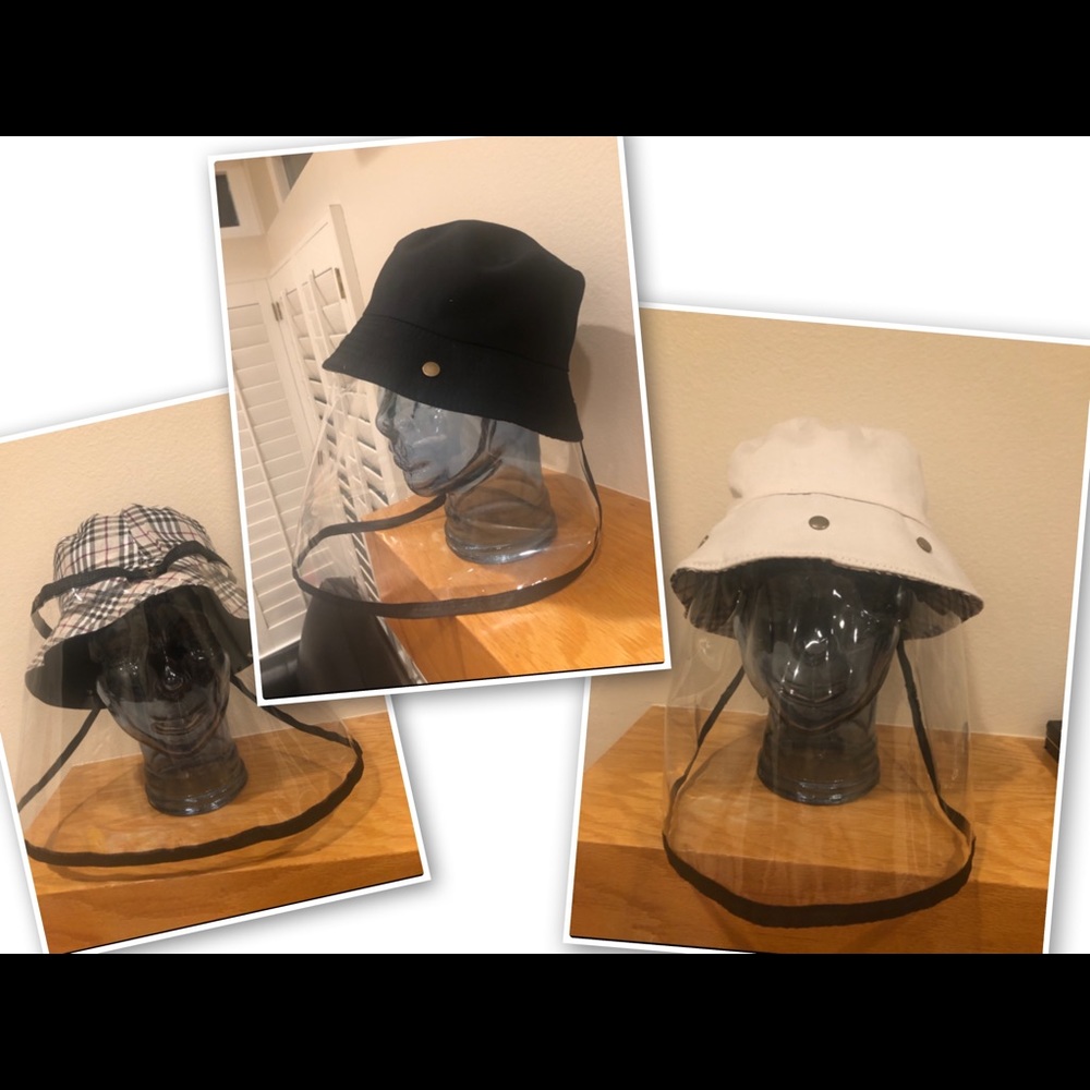 5 Reversible Bucket Hats w Shield (3 black, 2 kid)